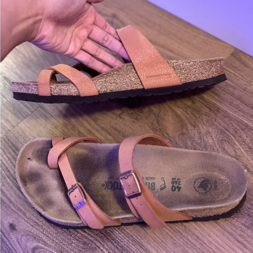 Birkenstock Mayari Vegan Birko-Flor Nubuk pecan tan color size 9 - Picture 3 of 5